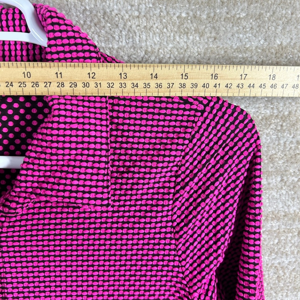 Peck & Peck Womens Indie Sleaze Textured Bubble Knit Button Up Top Pink Black M - Picture 9 of 11
